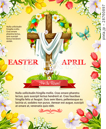 Vector Easter crucifix cross and paschal wreath 28760897