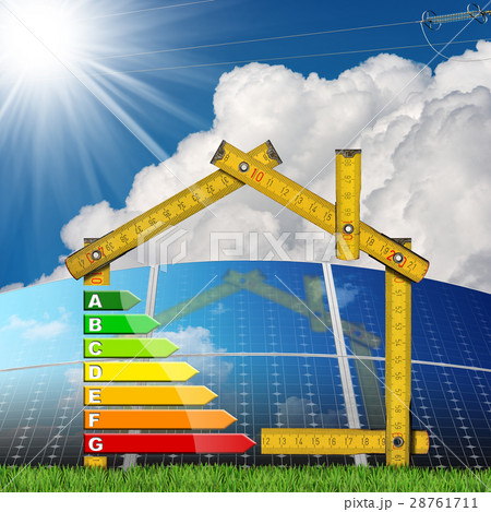 Energy Efficiency - House with Solar Panels 28761711