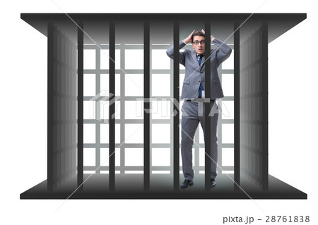 Businessman in the cage isolated on white Businessman in the cage isolated on white 28761838