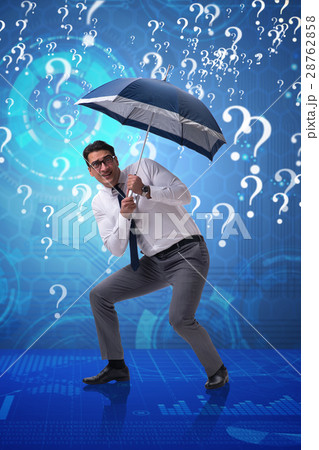 Uncertainty concept with businessman and question 28762858