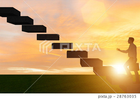 Businessman in career promotion concept with Businessman in career promotion concept with 28763035