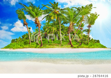 Whole tropical island within atoll in tropical . 28764416
