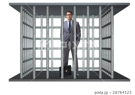 Businessman in the cage isolated on white Businessman in the cage isolated on white 28764523