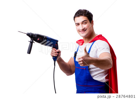 Superhero repairman isolated on white background 28764801