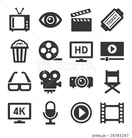 Movie Cinema Icons Set Vectorのイラスト素材