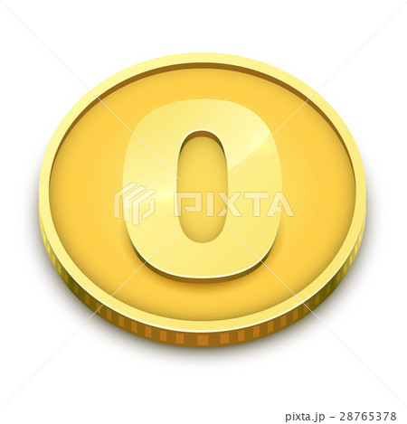 Gold coin with zero nominal vector illustration. 28765378