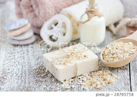 Handmade soap with oatmeal and milk Handmade soap with oatmeal and milk 28765758