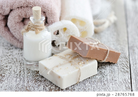 Handmade soap with oatmeal, milk and cocoa Handmade soap with oatmeal, milk and cocoa 28765768