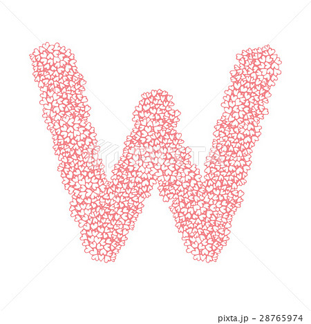 The Letter W In The Alphabet Heart Flower Bushのイラスト素材