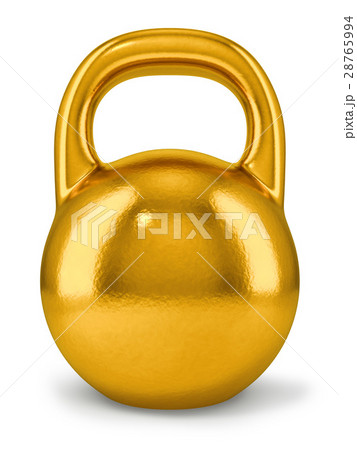 Big golden dumbbell isolated on white background. Big golden dumbbell isolated on white background. 28765994