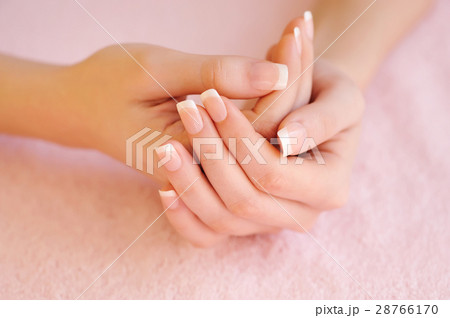 Woman hands with beautiful french manicure 28766170