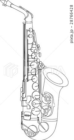 白黒テナーサックスのイラスト素材 28766428 Pixta