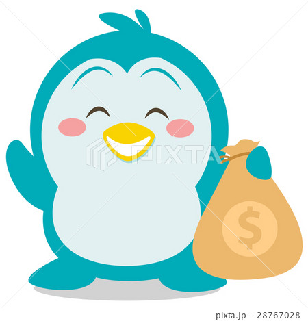 Character penguin with money vector 28767028