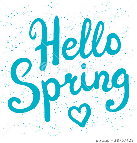 Phrase Hello Spring brush pen lettering Phrase Hello Spring brush pen lettering 28767425
