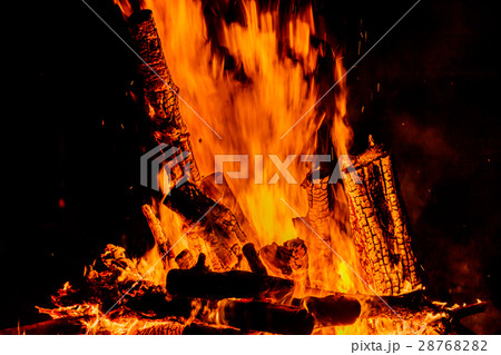 Fire flames with reflection on black background 28768282