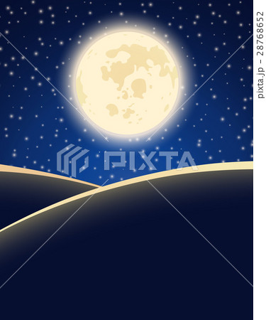 Big moon on starry night sky vector background. 28768652