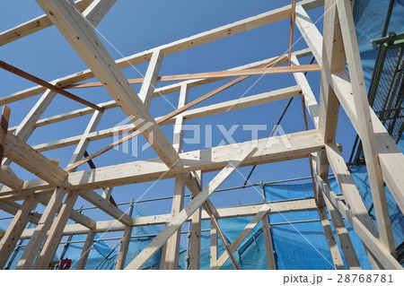 住宅の上棟現場 住宅の上棟現場 28768781