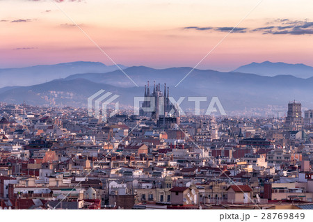 Sagrada Familia and panorama of barcelona Spain Sagrada Familia and panorama of barcelona Spain 28769849