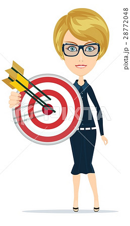 Business woman holding target with arrow. 28772048