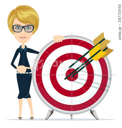 Business woman holding target with arrow. 28772050