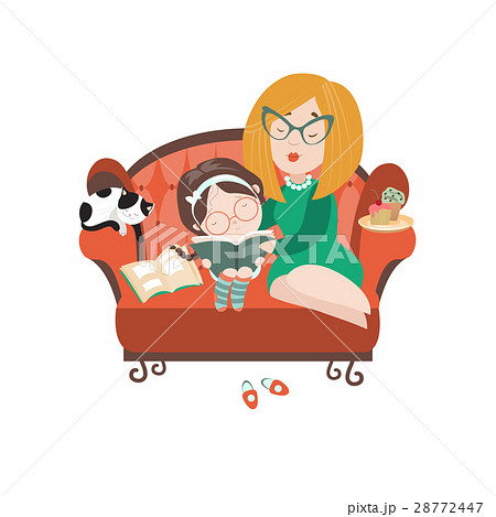 Young mother reading book to her daughter 28772447