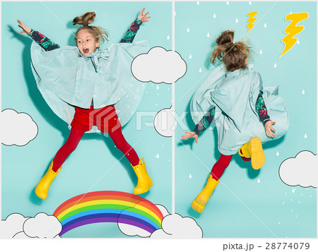 Little girl posing in fashion style wearing autumn Little girl posing in fashion style wearing autumn 28774079