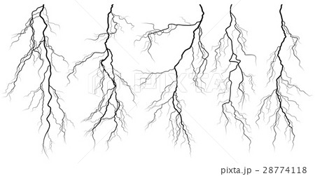 Set of silhouettes of thunderstorm lightning. Set of silhouettes of thunderstorm lightning. 28774118