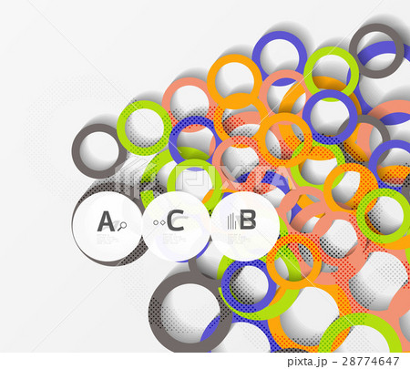 Color rings with shadows on gray abstract 28774647