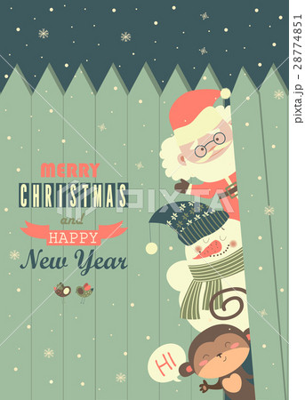 Santa,monkey,snowman wishing you Merry Christmas 28774851