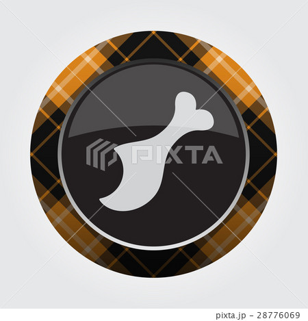 button orange, black tartan - gnawed chicken leg button orange, black tartan - gnawed chicken leg 28776069