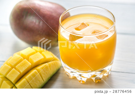 Mango juice on the wooden table Mango juice on the wooden table 28776456