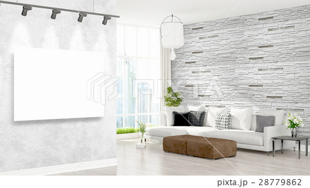 Modern interior with empty frame . 3D rendering Modern interior with empty frame . 3D rendering 28779862