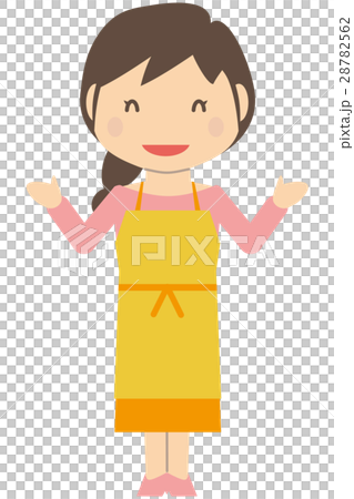 かわいいロングヘアの主婦 満面の笑みのイラスト素材