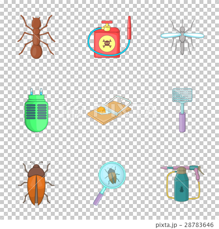 Harassment of insects icons set, cartoon style Harassment of insects icons set, cartoon style 28783646