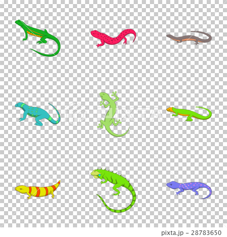 Lizard icons set, cartoon style Lizard icons set, cartoon style 28783650