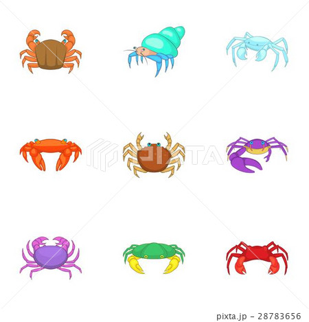 Crab icons set, cartoon style 28783656