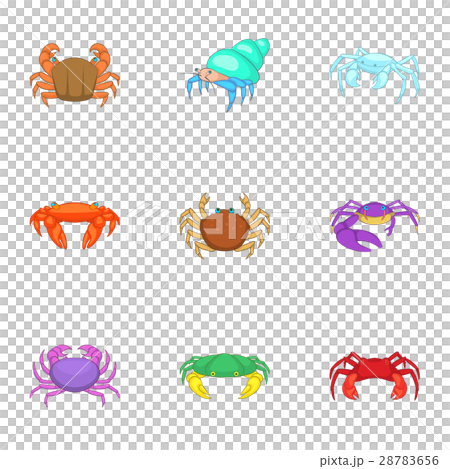 Crab icons set, cartoon style 28783656