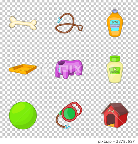 Veterinary and grooming icons set, cartoon style 28783657