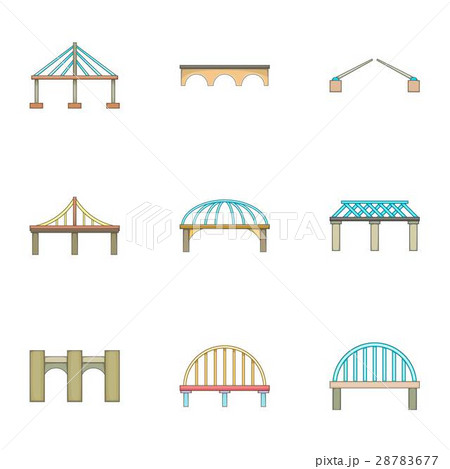 Bridge icons set, cartoon style 28783677