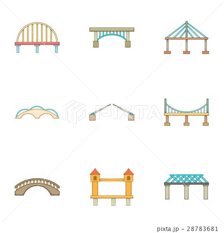 River crossing icons set, cartoon style 28783681