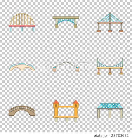 River crossing icons set, cartoon style 28783681