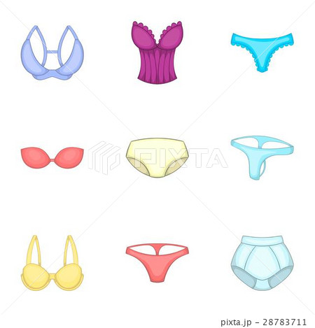 Panty and bra icons set, cartoon style Panty and bra icons set, cartoon style 28783711
