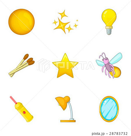 Luminous objects icons set, cartoon style Luminous objects icons set, cartoon style 28783732