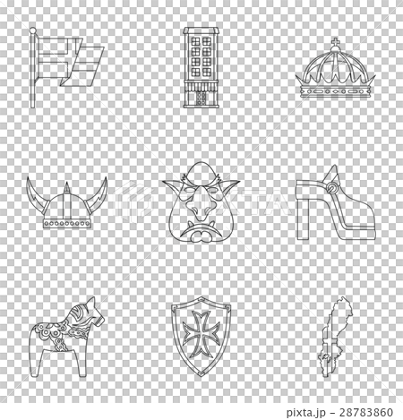 Tourism in Sweden icons set, outline style 28783860
