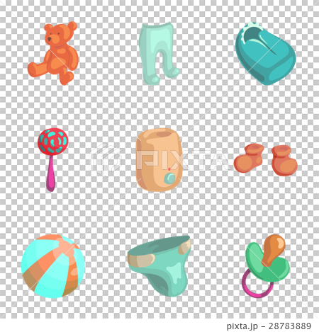Products for newborns icons set, cartoon style 28783889