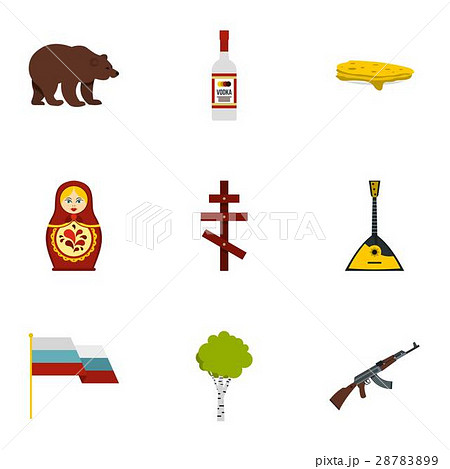 Symbols representing Russia icons set, flat style 28783899