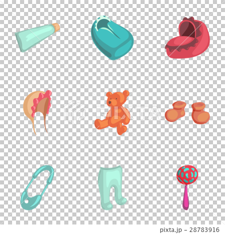 Newborn care icons set, cartoon style 28783916