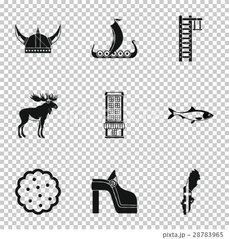 Sweden icons set, simple style 28783965