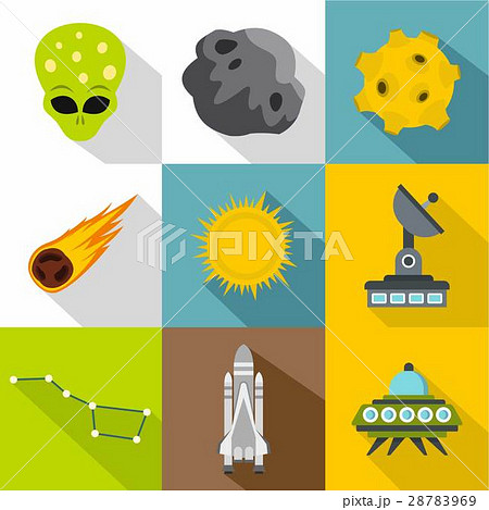 Cosmos icons set, flat style 28783969
