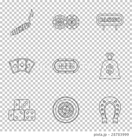 Gambling house icons set, outline style Gambling house icons set, outline style 28783999